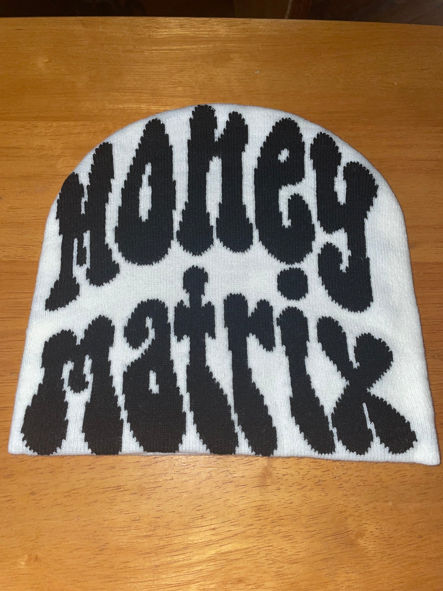 Money Matrix Beanie-White and Black